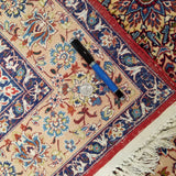 3'7" x 5'3"   Silk on Wool Persian Isfahan Rug Back View