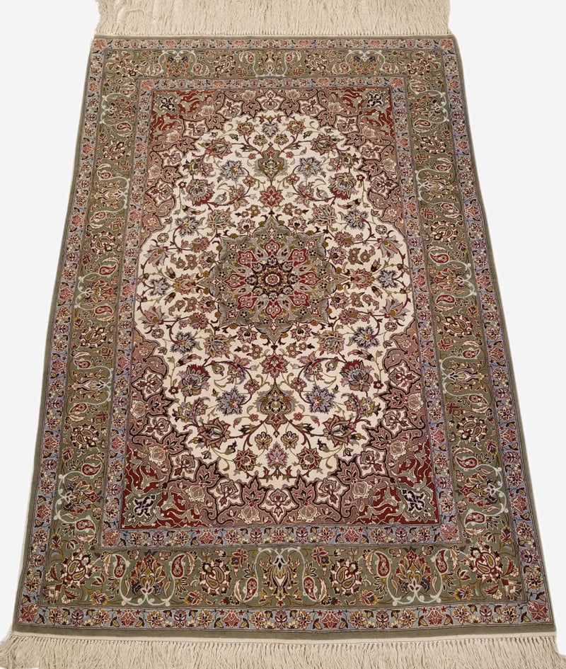 3'8" x 5'4"   Persian Isfahan Rug Angle View