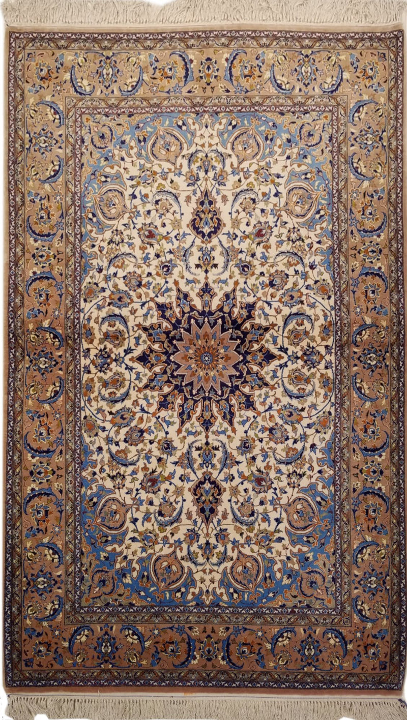 3'3" x 5'9"   Persian Isfahan Rug Top View