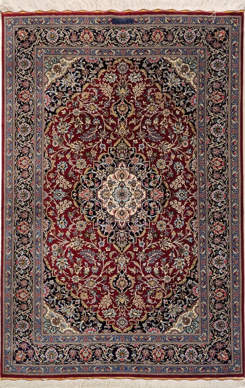 3'3" x 4'11"   Silk Persian Keshan Rug Top View