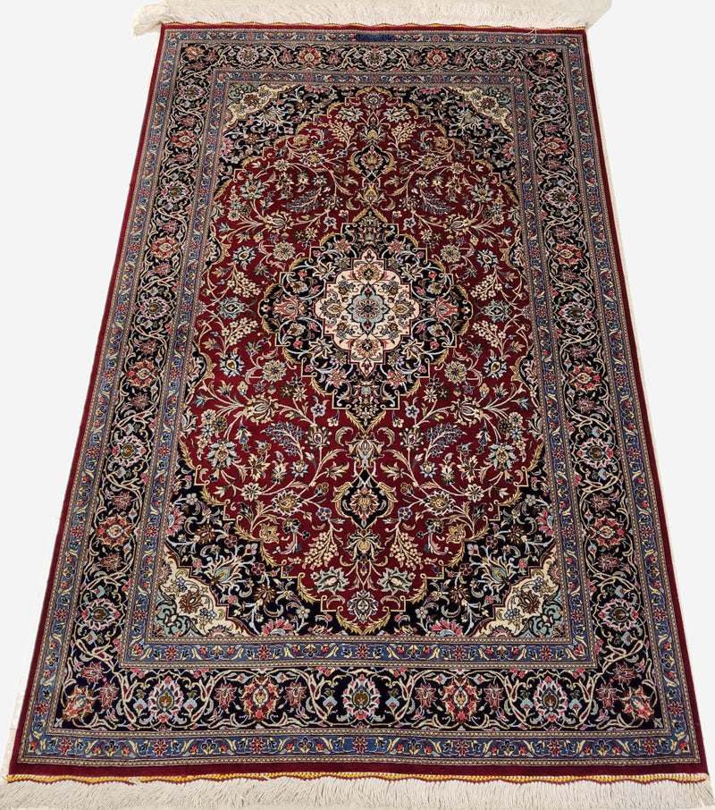 3'3" x 4'11"   Silk Persian Keshan Rug Angle View
