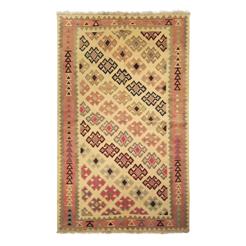 4'8" x 7'8"   Persian Vintage Qashqai Kilim Rug Top View