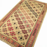 4'8" x 7'8"   Persian Vintage Qashqai Kilim Rug Angle View