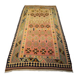 4'8" x 9'0"   Persian Vintage Qashqai Kilim Rug Angle View