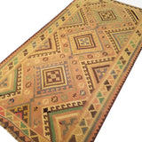 4'8" x 8'10"   Persian Vintage Qashqai Kilim Rug Angle View