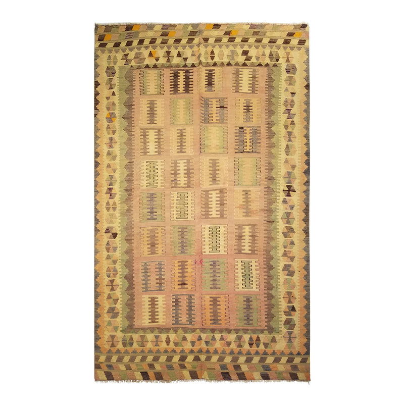 5'0" x 8'3"   Persian Vintage Qashqai Kilim Rug Top View