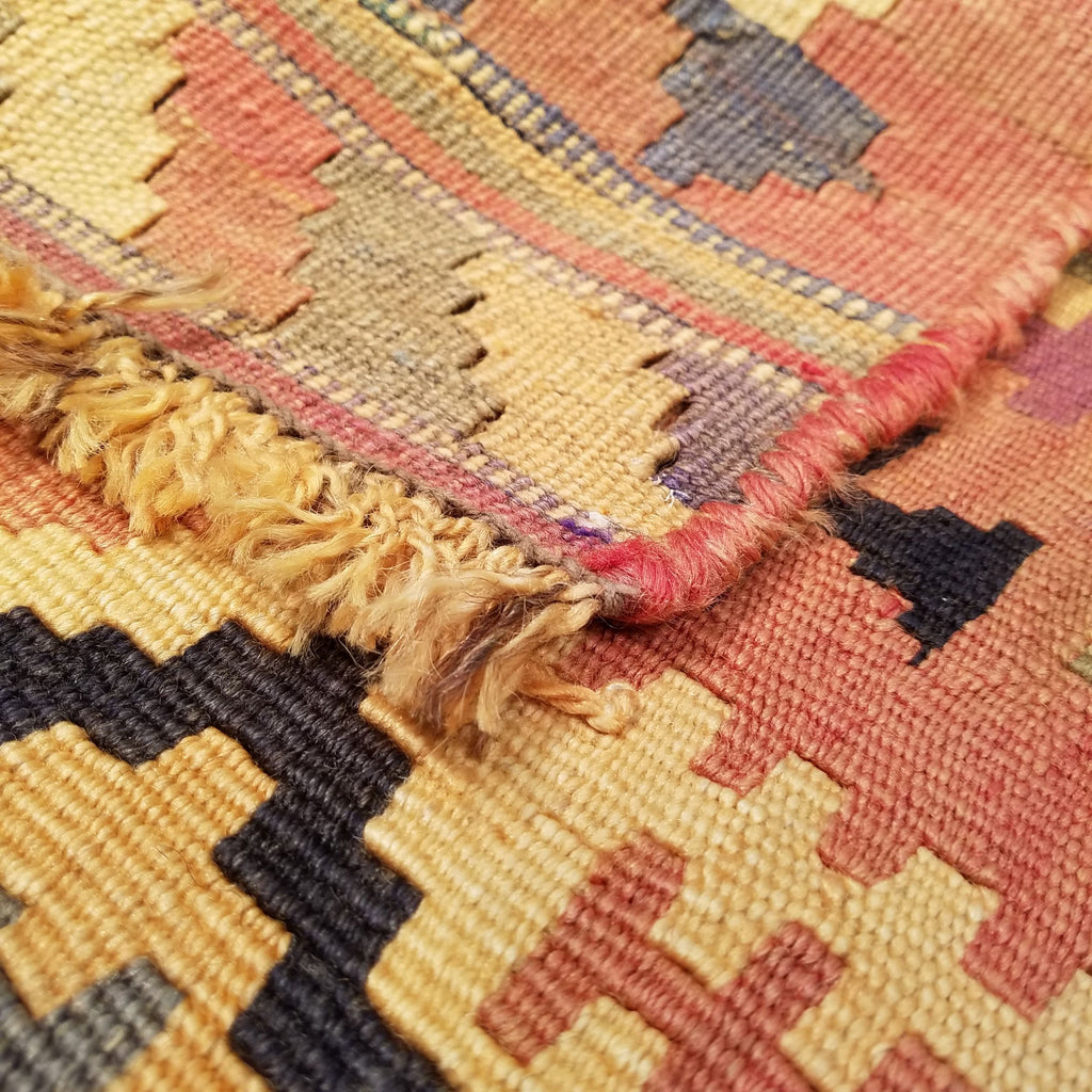 4'4" x 7'2"   Persian Vintage Qashqai Kilim Rug Angle View
