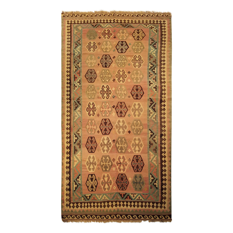 5'3" x 9'9"   Persian Vintage Qashqai Kilim Rug Top View