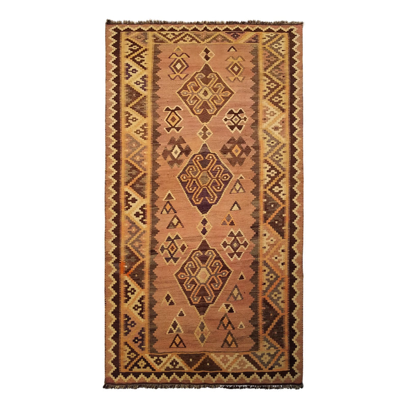 4'10" x 8'9"   Persian Vintage Qashqai Kilim Rug Top View