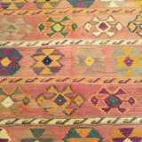 4'9" x 8'9"   Persian Vintage Qashqai Kilim Rug Angle View