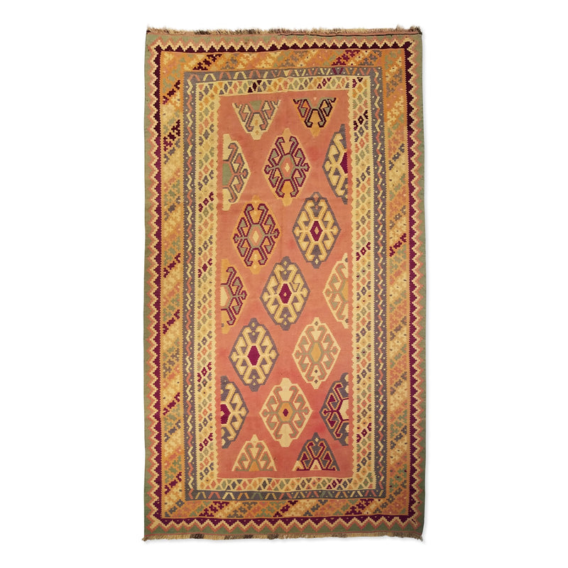 5'1" x 9'2"   Persian Vintage Qashqai Kilim Rug Top View