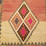 5'0" x 7'8"   Persian Vintage Qashqai Kilim Rug Angle View