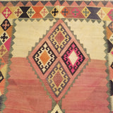 5'0" x 7'8"   Persian Vintage Qashqai Kilim Rug Angle View