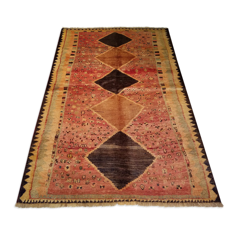 4'8" x 7'5"   Persian Gabbeh Rug Angle View