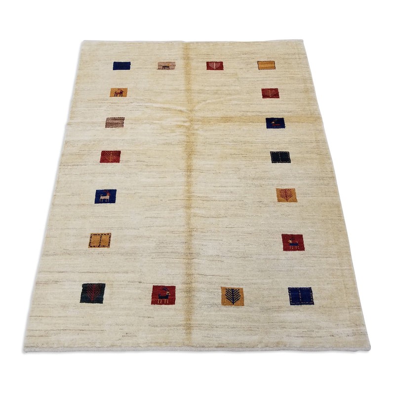4'10" x 6'1"   Persian Gabbeh Rug Angle View
