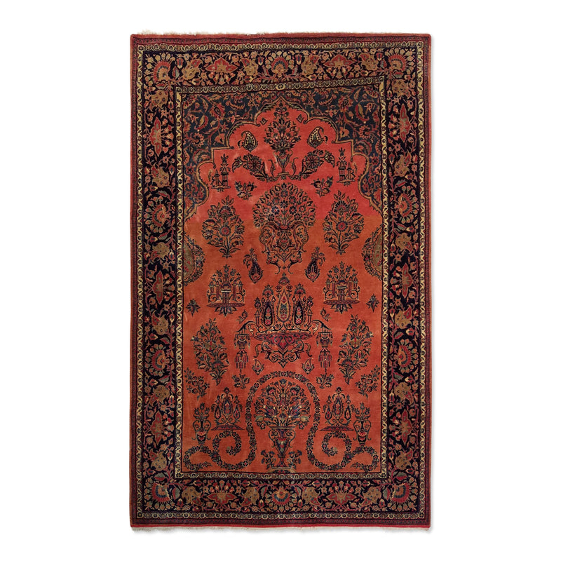 4'2" x 6'10"   Antique Persian Keshan Rug Top View