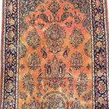 4'2" x 6'10"   Antique Persian Keshan Rug Angle View
