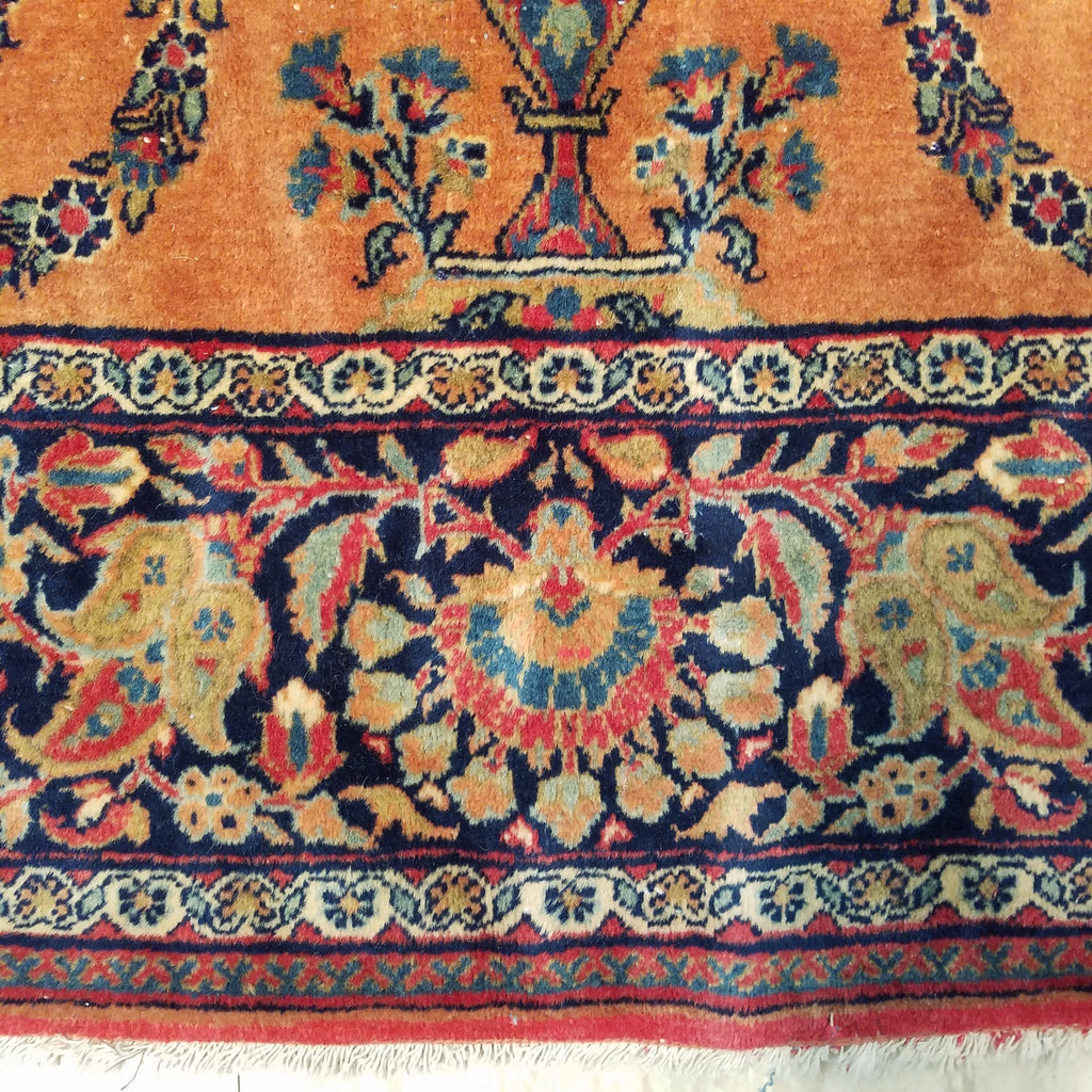 4'2" x 6'10"   Antique Persian Keshan Rug Angle View