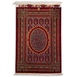 2'7" x 3'11"   Silk Persian Qom Garden of Eden Rug Top View