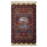 2'8" x 4'4"   Silk Persian Qom Waterfall in Swan Garden Rug Top View