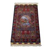 2'8" x 4'4"   Silk Persian Qom Waterfall in Swan Garden Rug Angle View