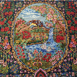 2'8" x 4'4"   Silk Persian Qom Waterfall in Swan Garden Rug Angle View