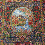 2'8" x 4'4"   Silk Persian Qom Waterfall in Swan Garden Rug Angle View