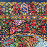 2'8" x 4'4"   Silk Persian Qom Waterfall in Swan Garden Rug Angle View