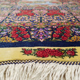 2'8" x 4'4"   Silk Persian Qom Waterfall in Swan Garden Rug Angle View