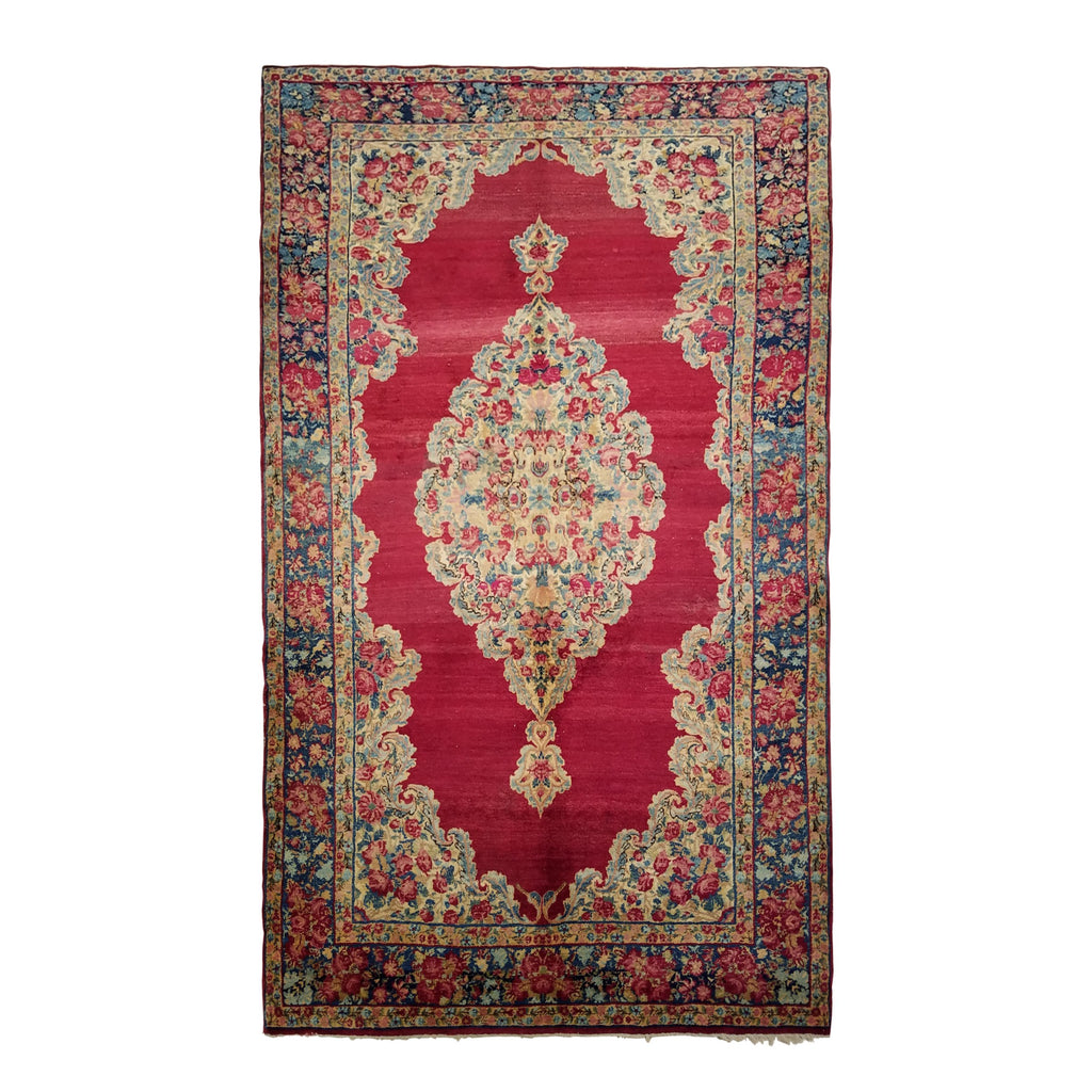 4'4" x 7'4"   Antique Persian Kerman Rug Top View