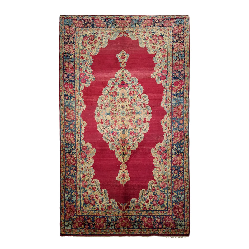 4'4" x 7'4"   Antique Persian Kerman Rug Top View