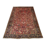 7'1" x 10'2"   Antique Persian Heriz Vintage finish Rug Angle View