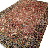 7'1" x 10'2"   Antique Persian Heriz Vintage finish Rug Angle View