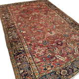 7'1" x 10'2"   Antique Persian Heriz Vintage finish Rug Angle View
