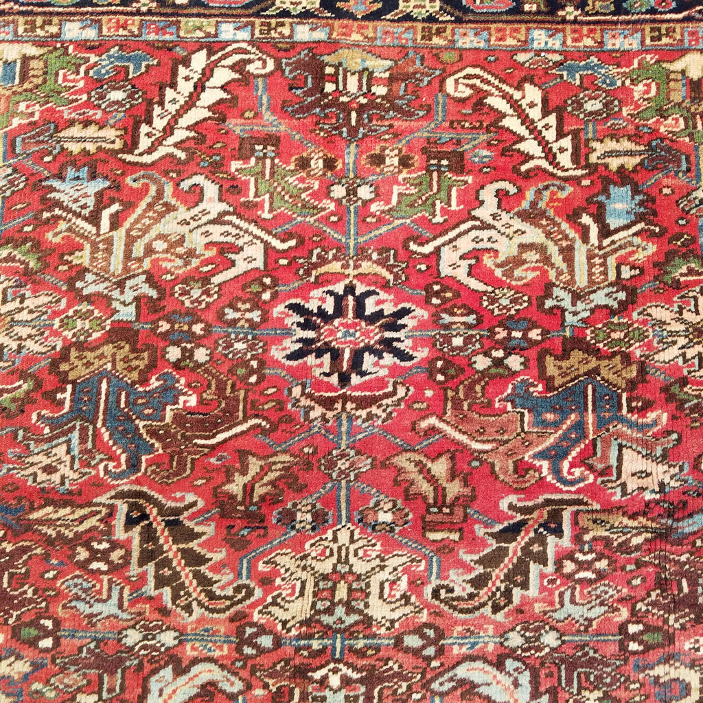 7'1" x 10'2"   Antique Persian Heriz Vintage finish Rug Angle View