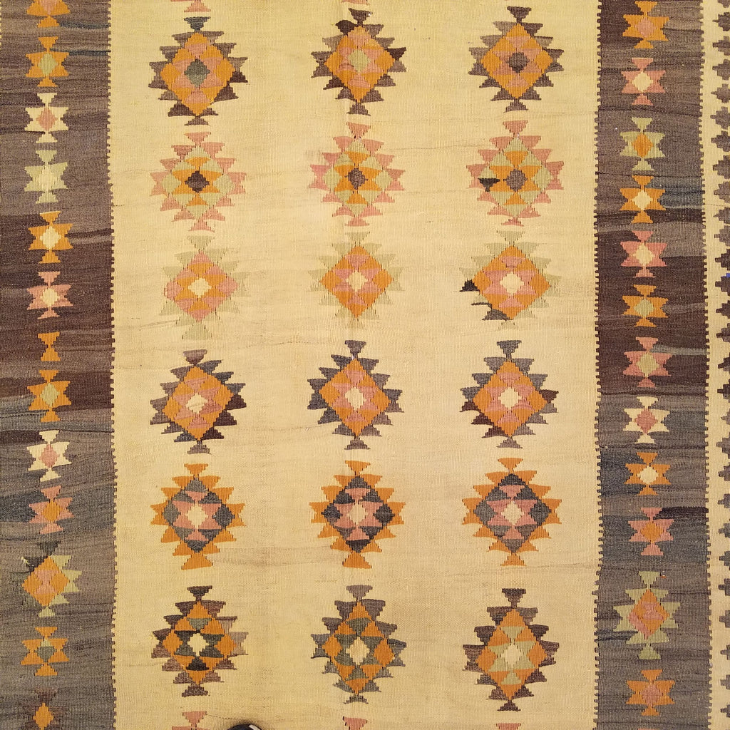 4'2" x 7'1"   Persian Vintage Qashqai Kilim Rug Angle View