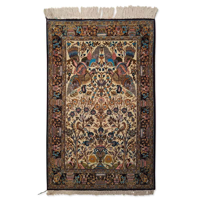2'7" x 4'1"   Silk Persian Qom Rug Top View