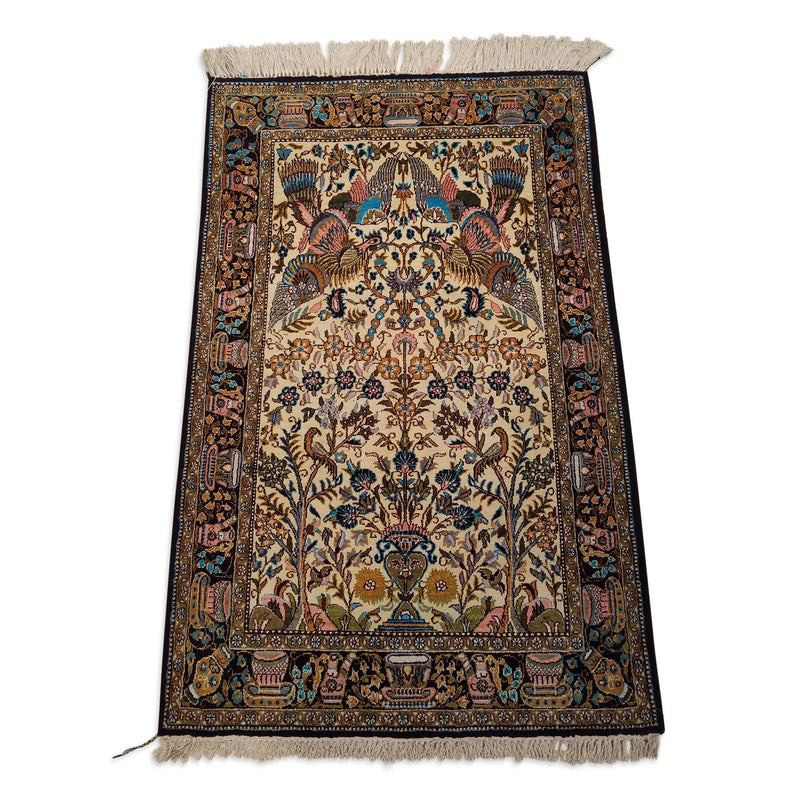 2'7" x 4'1"   Silk Persian Qom Rug Angle View