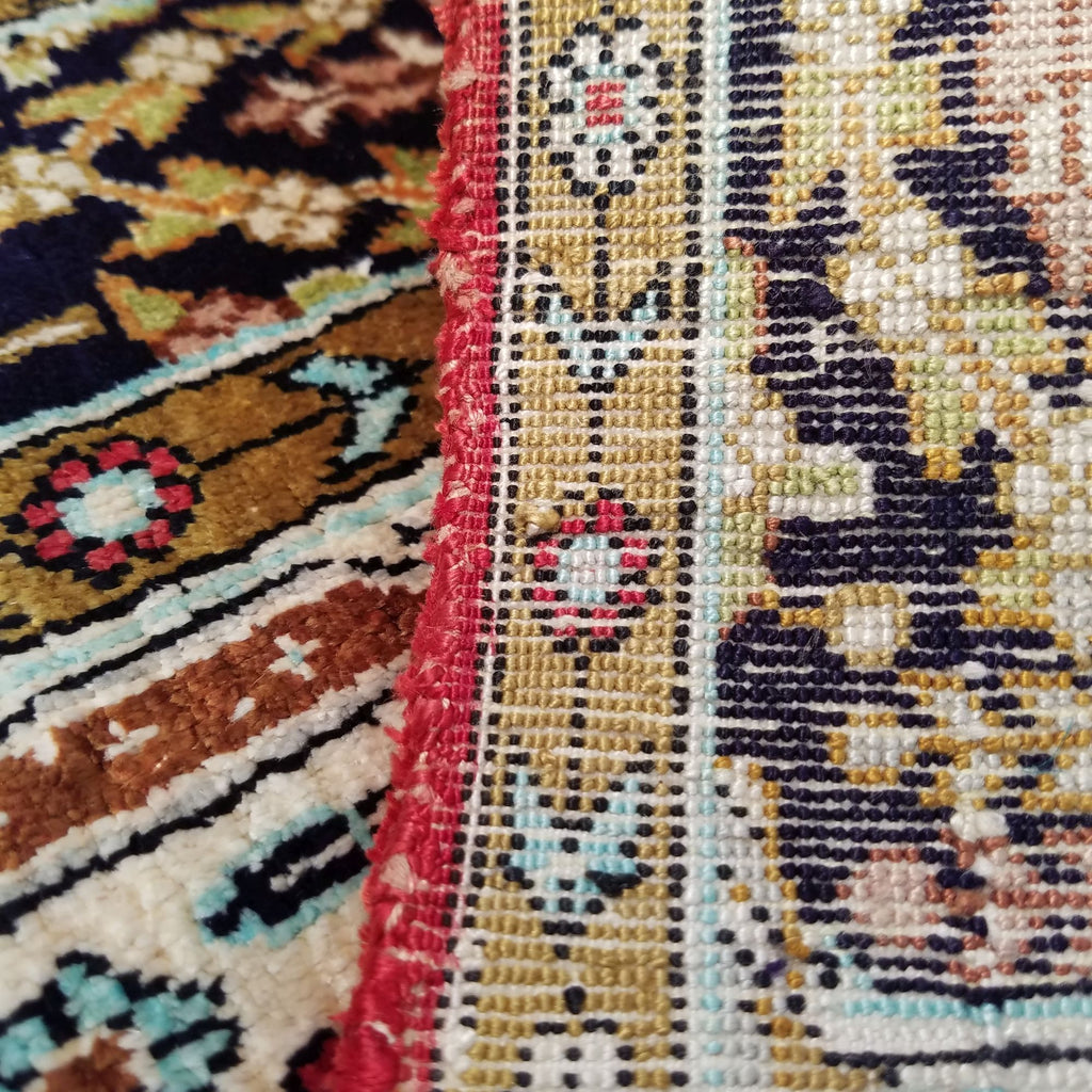 2'6" x 4'3"   Silk Persian Qom Rug Back View