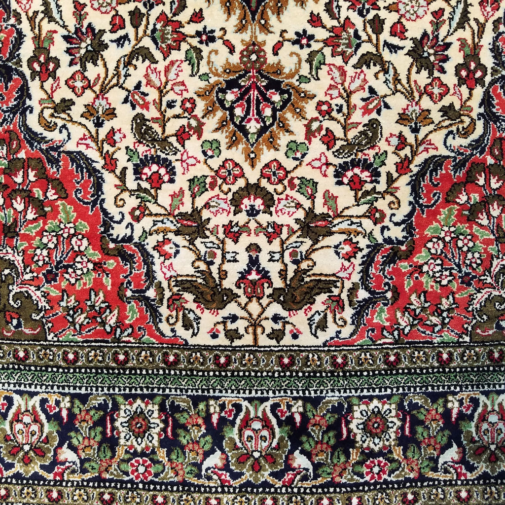 2'7" x 3'11"   Silk Persian Qom Rug Angle View