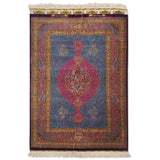 3'5" x 5'0"   Silk Persian Qom Rug Top View