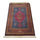 3'5" x 5'0"   Silk Persian Qom Rug Angle View