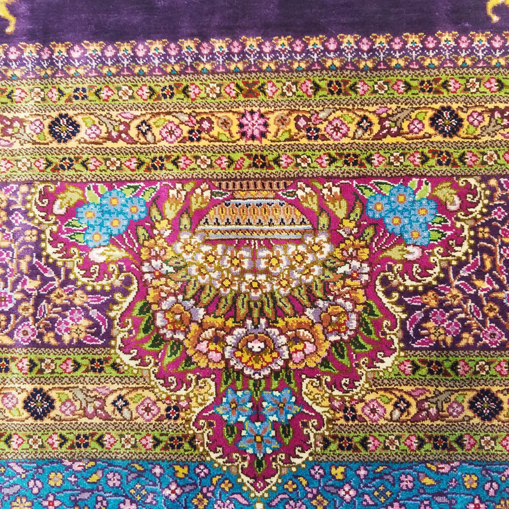 3'5" x 5'0"   Silk Persian Qom Rug Angle View