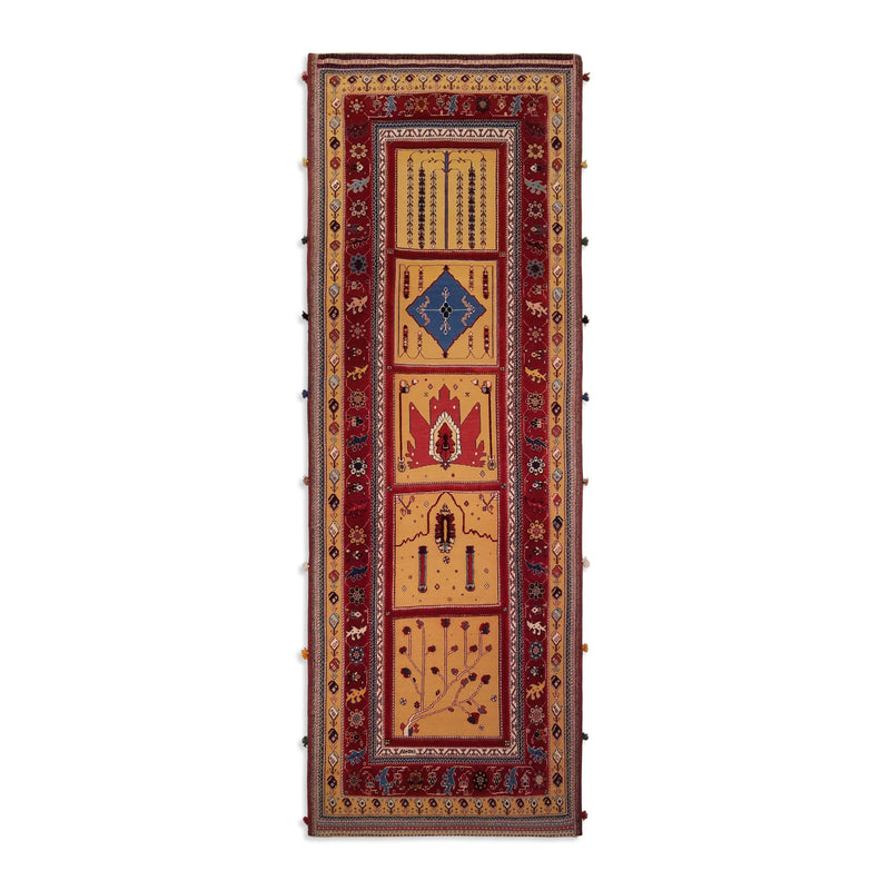 3'3" x 9'3"   Persian Qashqai Sumak Runner Rug Top View