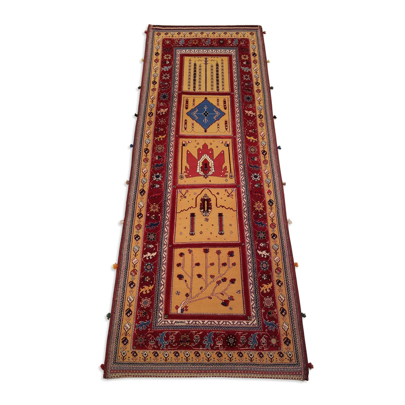 3'3" x 9'3"   Persian Qashqai Sumak Runner Rug Angle View