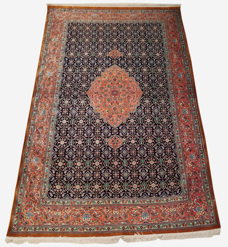 4'5" x 6'8"   Silk Persian Qom Rug Angle View