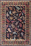 4'4" x 6'5"   Silk Persian Qom Tree of Life Rug Top View