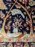 4'4" x 6'5"   Silk Persian Qom Tree of Life Rug Angle View
