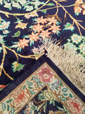 4'5" x 6'5"   Silk Persian Qom Tree of Life Rug Back View