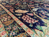 4'5" x 6'5"   Silk Persian Qom Tree of Life Rug Angle View